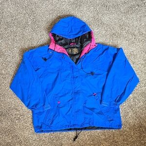 Vintage Eddie Bauer Blue and Pink Ski Jacket with Hood